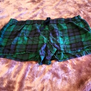 Flannel pajama shorts.